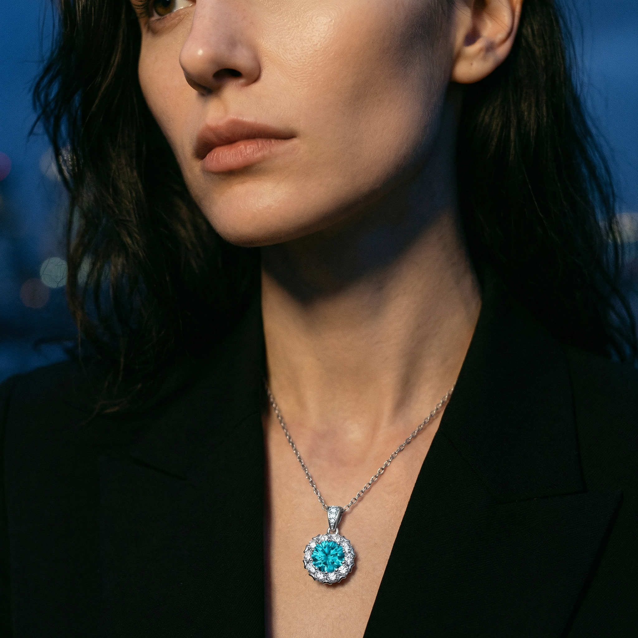 Collar Cœur Azur Moissanita