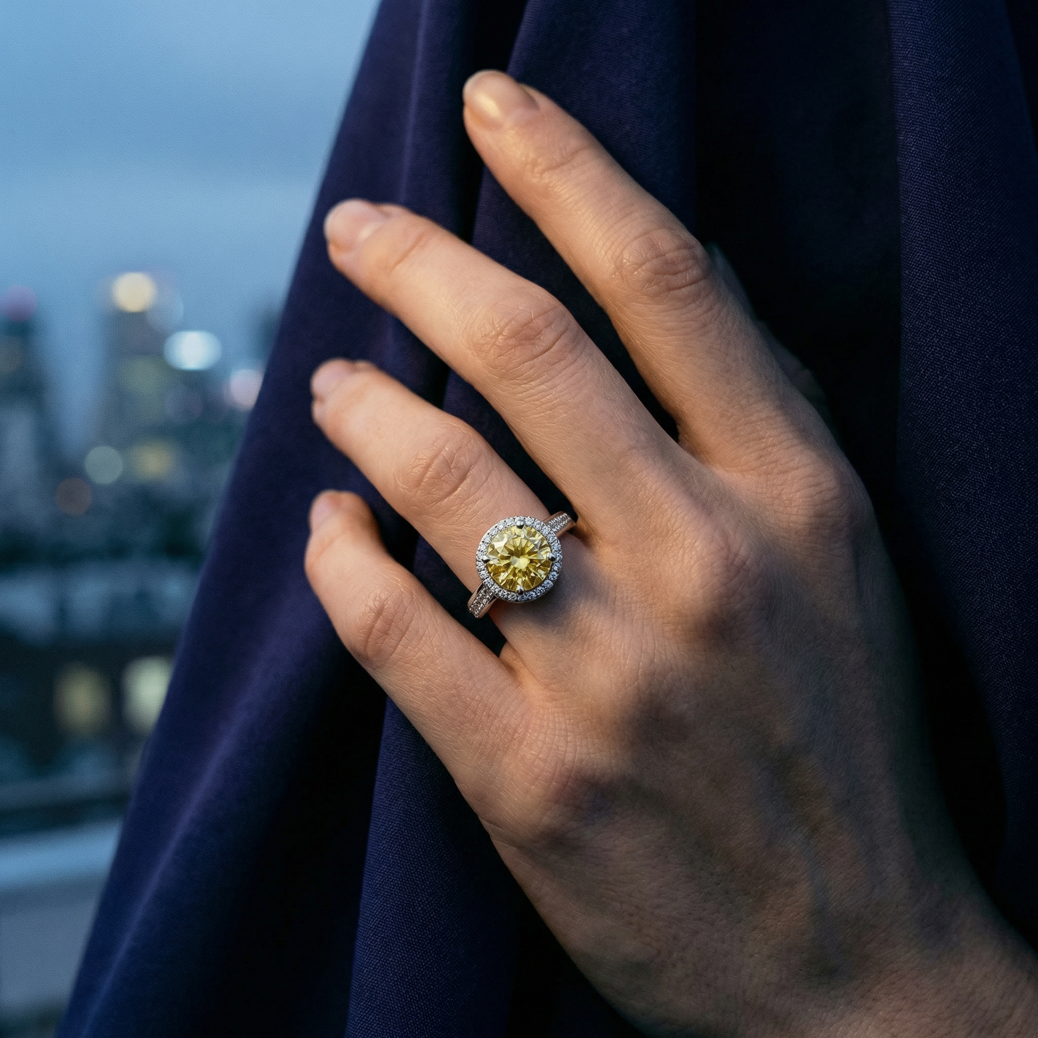 Anillo Rond Doré Moissanita