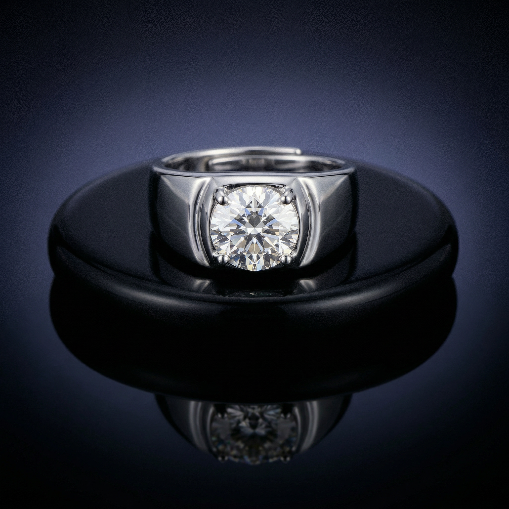 Anillo Large Rond Hombre Moissanita