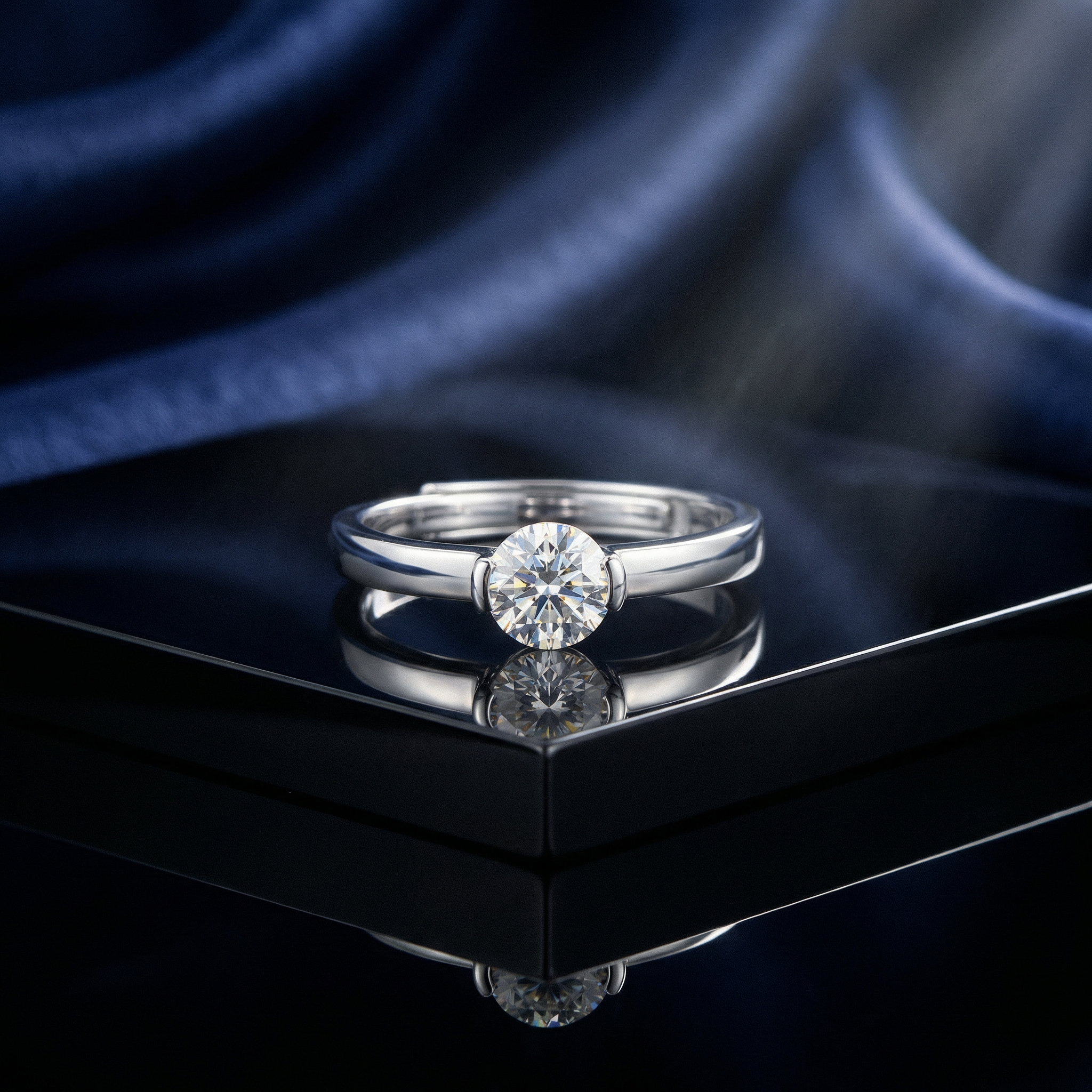 Anillo Solitaire Rond Moissanita