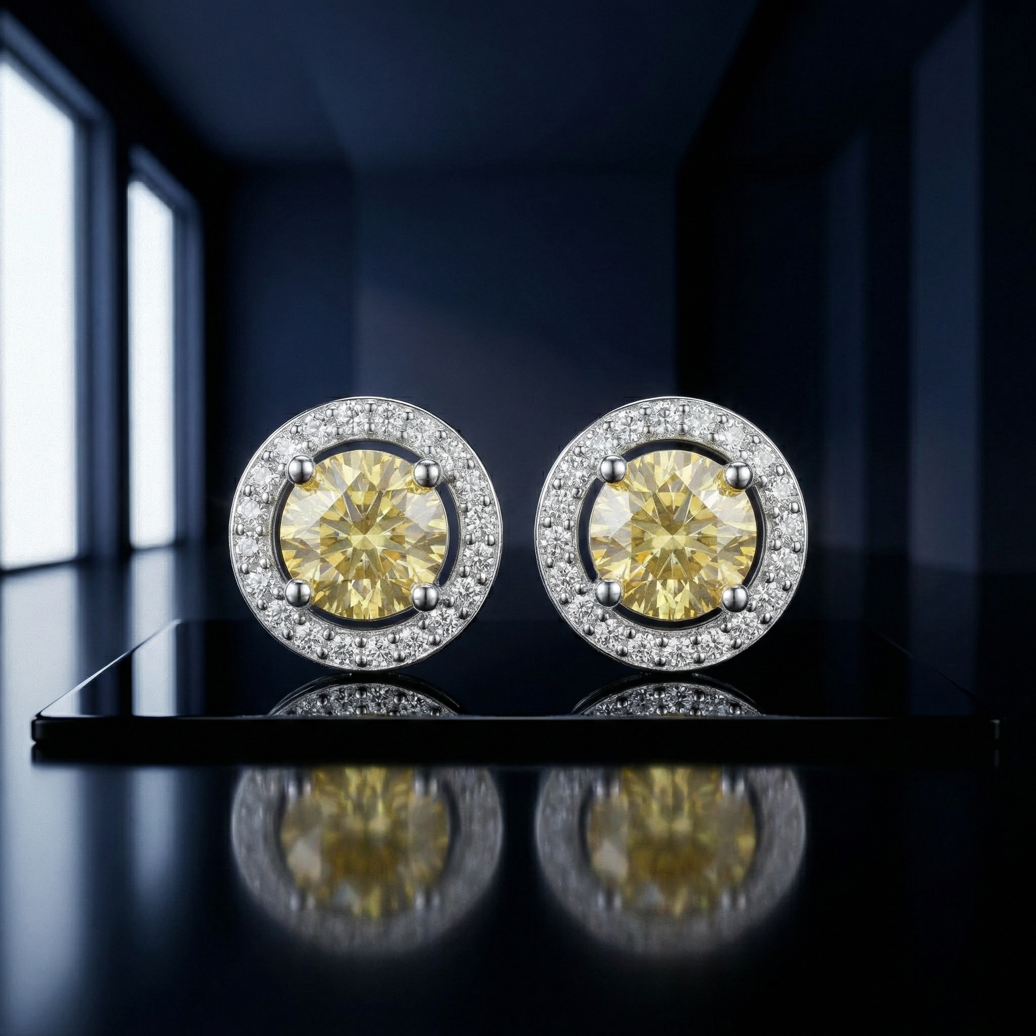 Pendientes Soleil Jaune Moissanita