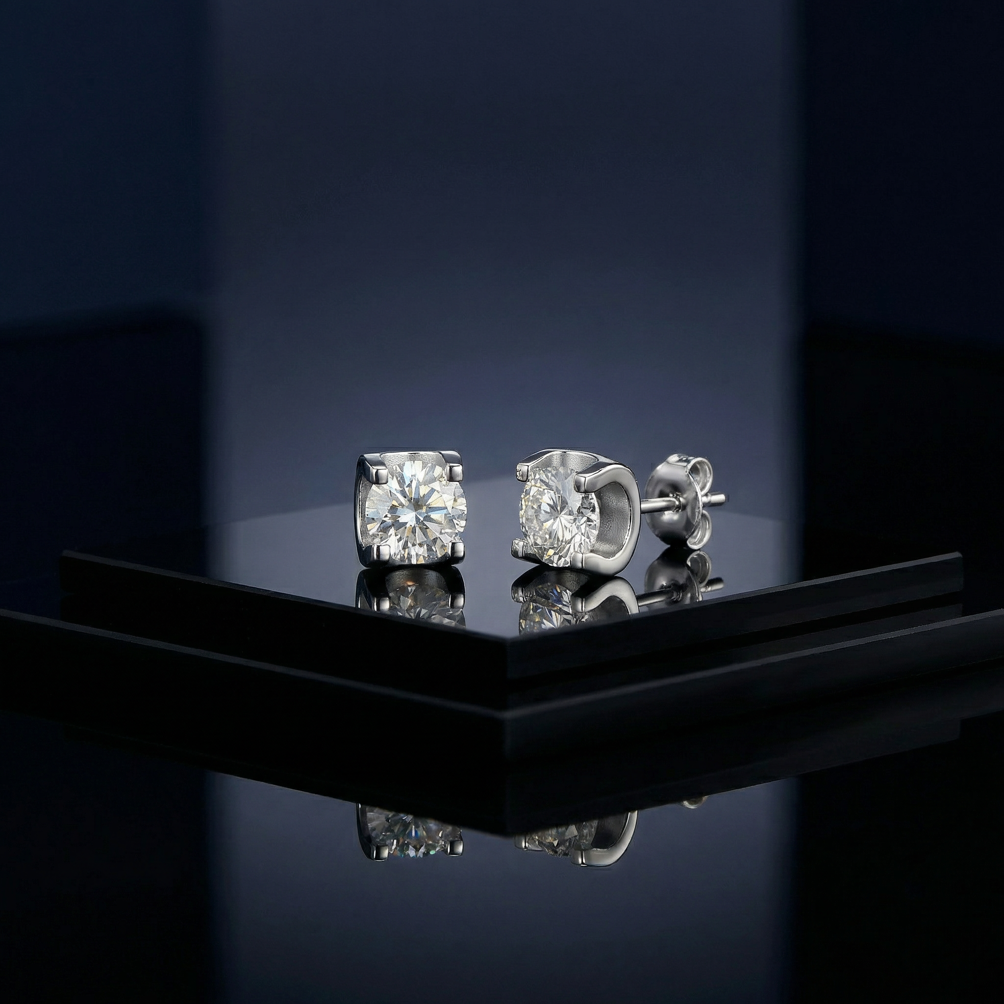 Pendientes Solitaire Quatre — Moissanita & Plata 925