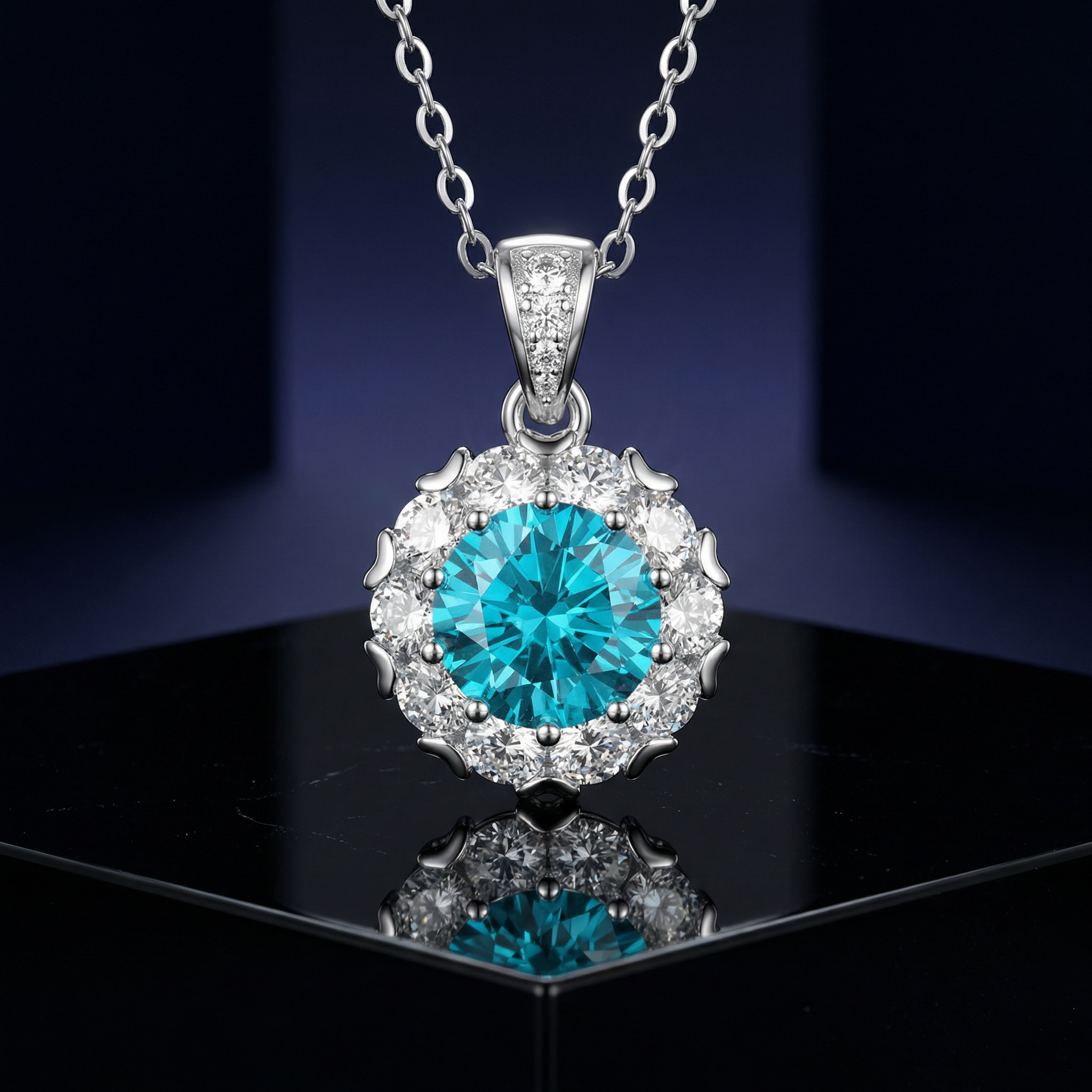 Collar Cœur Azur Moissanita