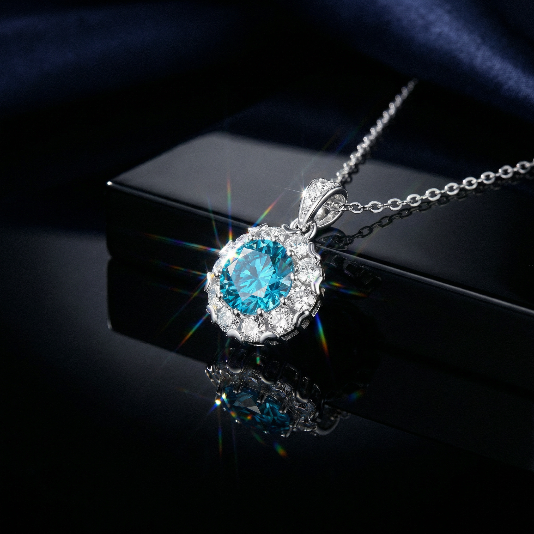 Collar Cœur Azur Moissanita