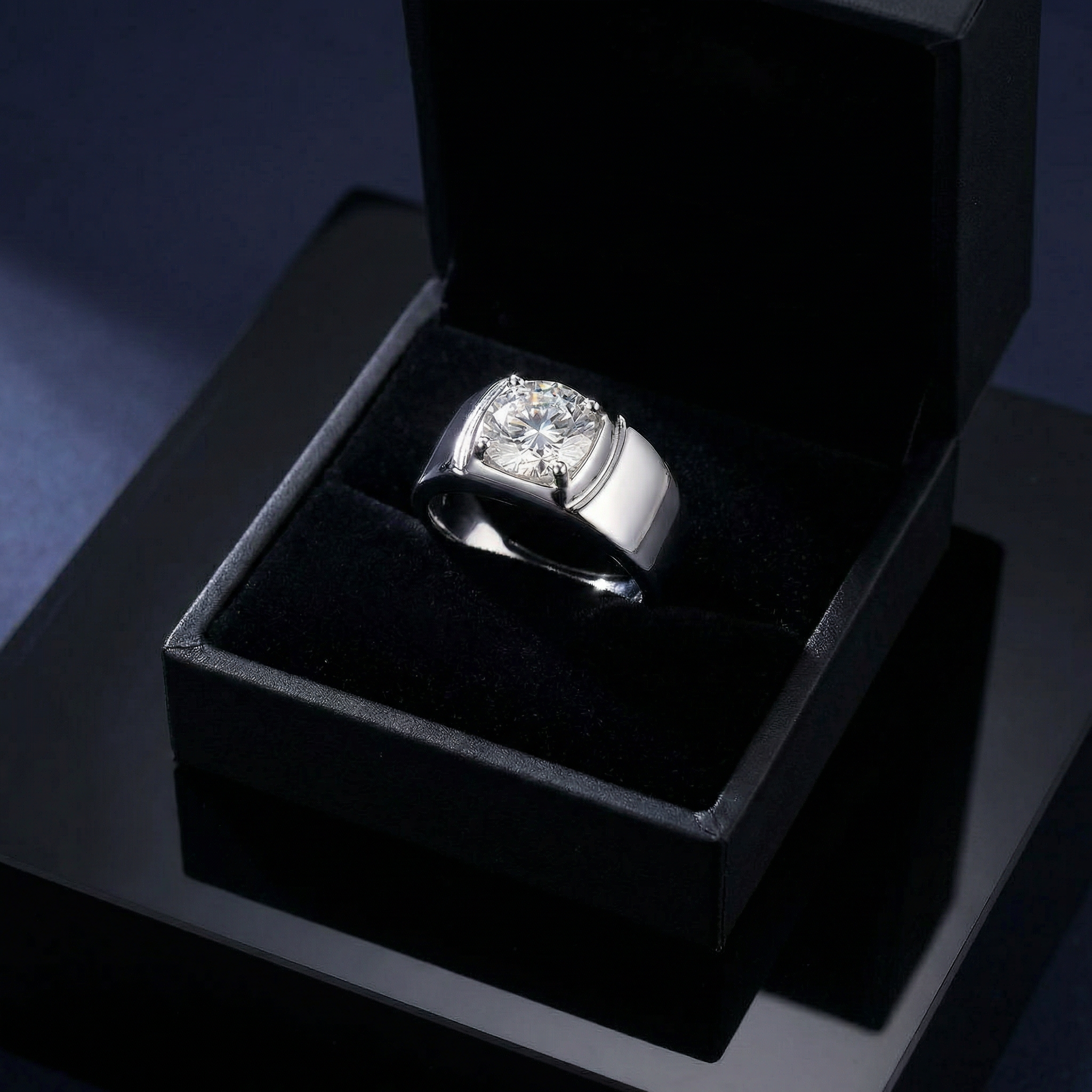 Anello Large Rond Hombre Moissanita