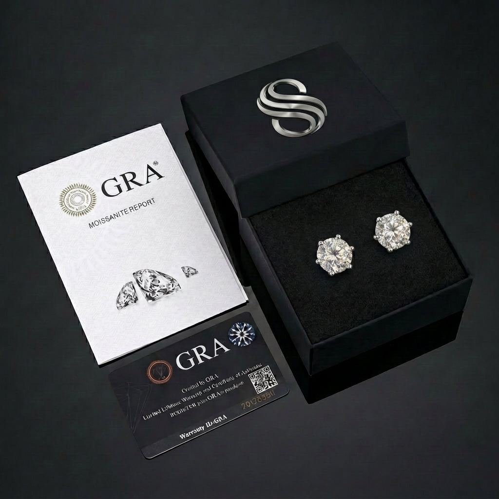 Orecchini Solitaire Six Garras Moissanita