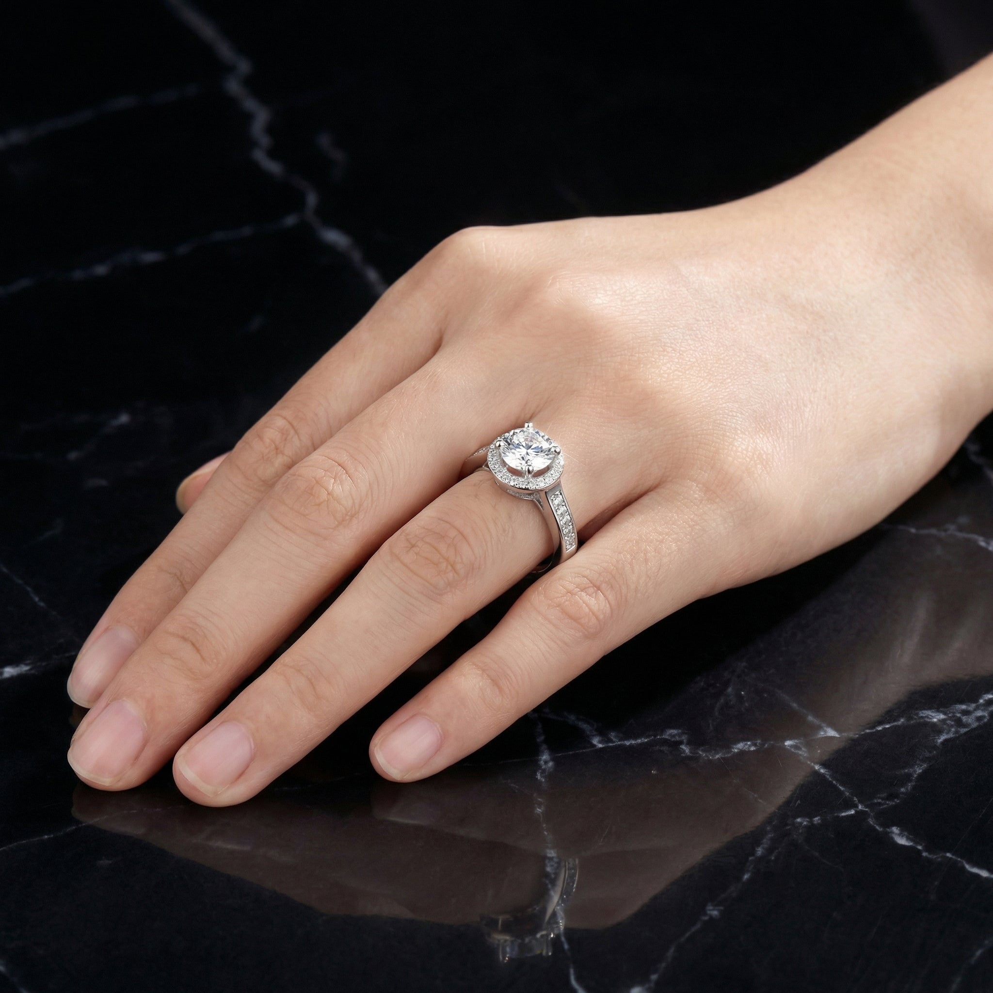 Anillo Géométrie Ronde Moissanita
