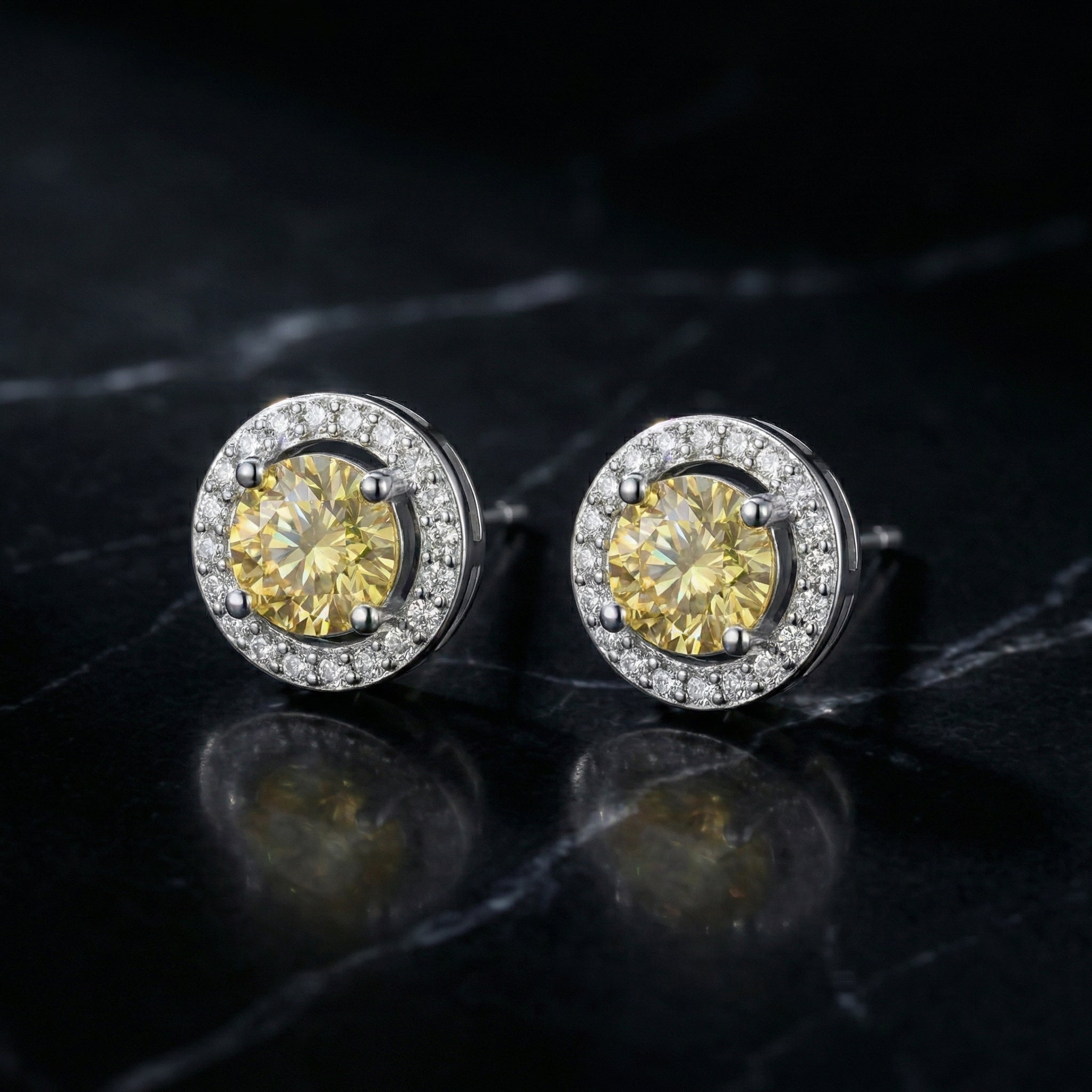 Pendientes Soleil Jaune Moissanita