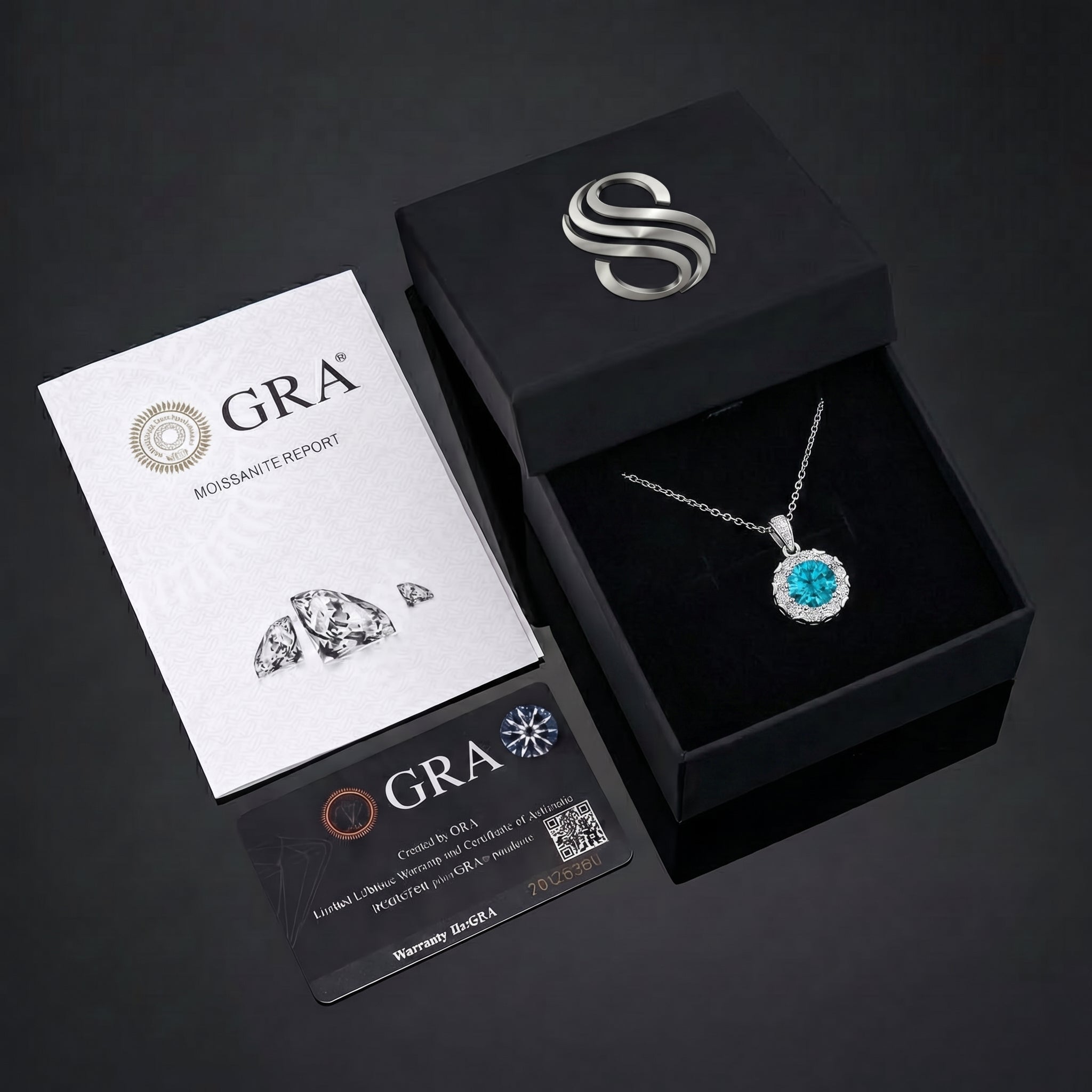 Collana Cœur Azur Moissanita