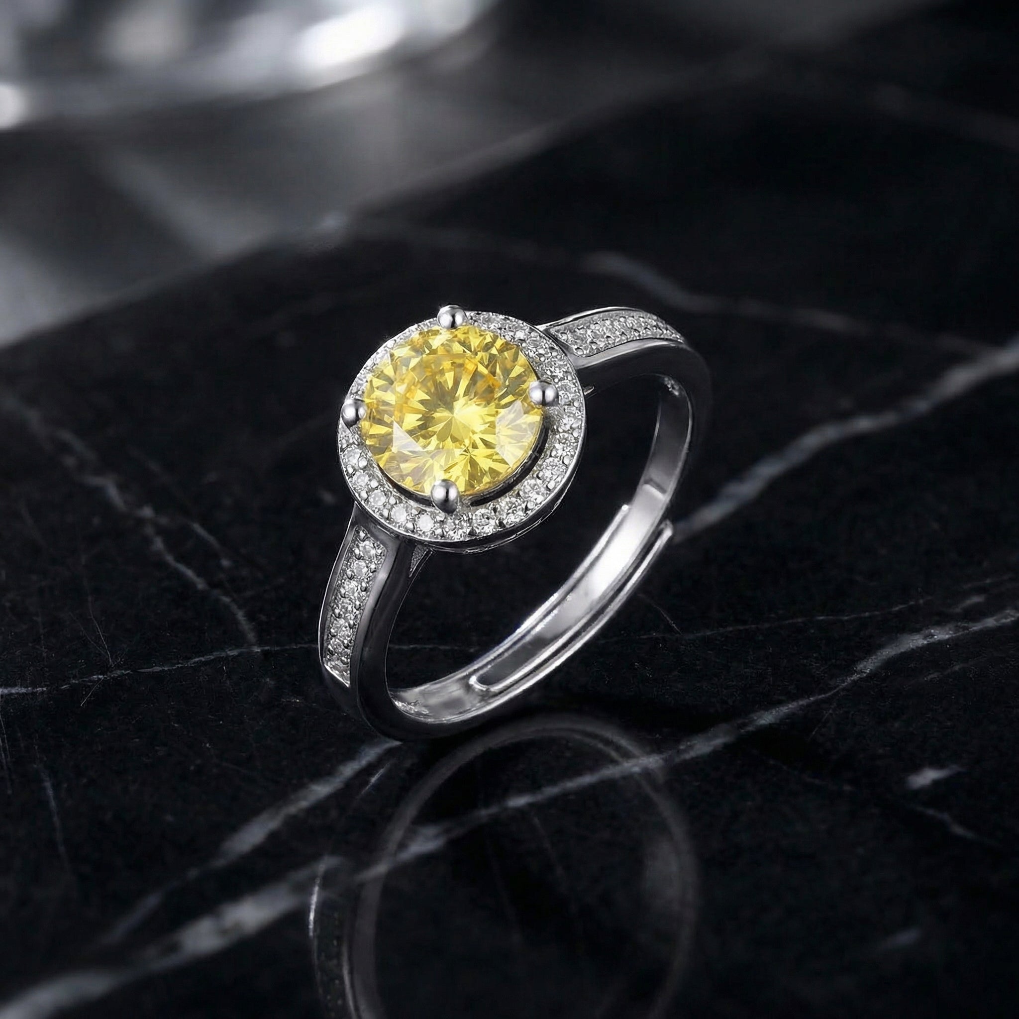 Anillo Rond Doré Moissanita