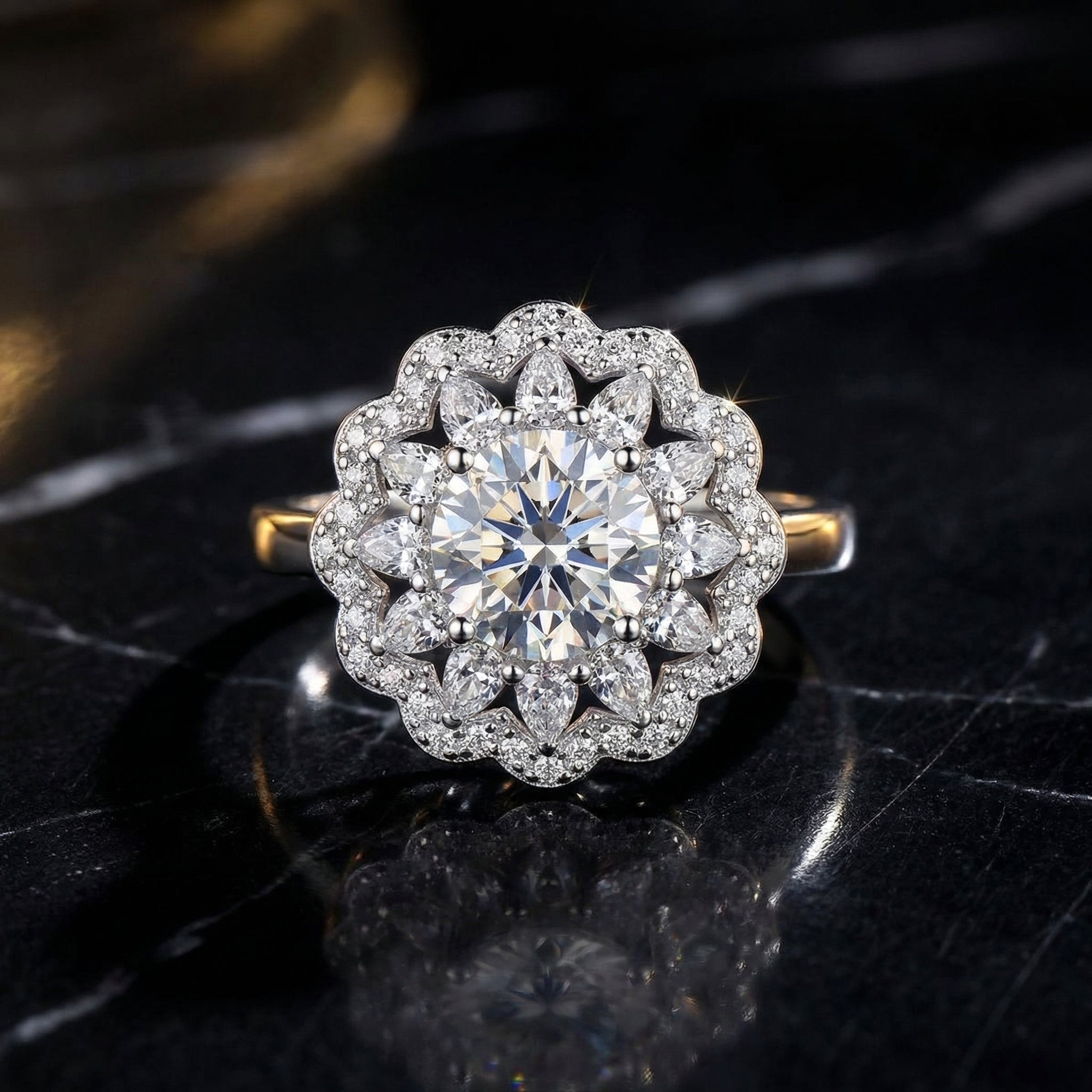 Anillo Fleur Royale Moissanita