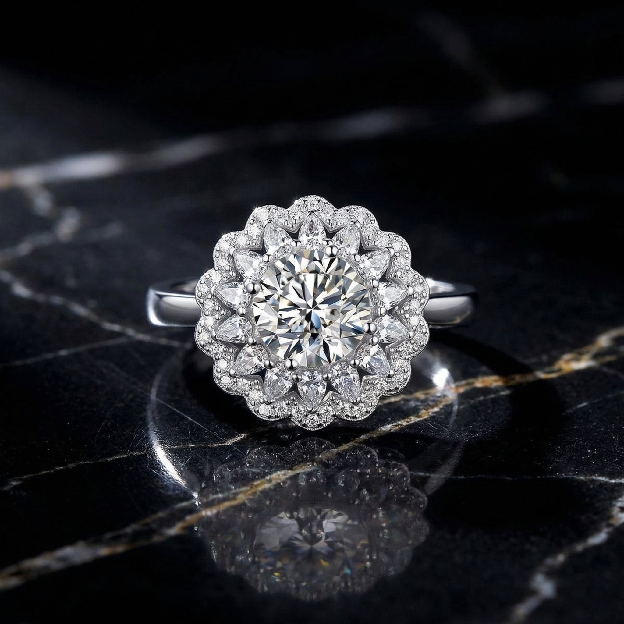 Anillo Fleur Royale Moissanita