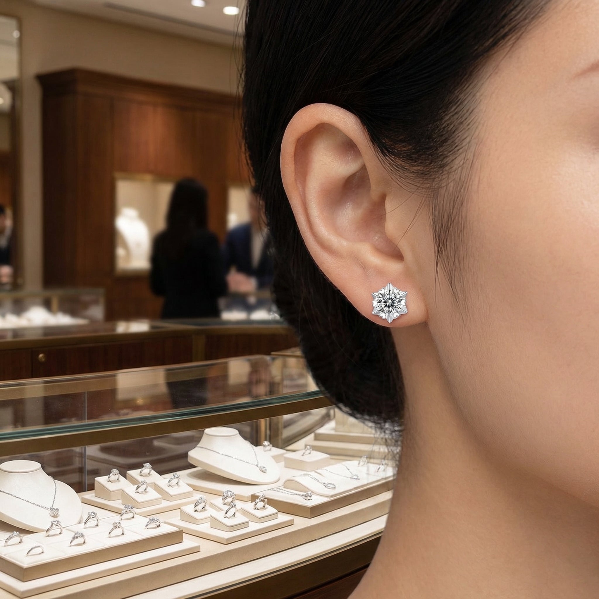 Aretes Stellar Neige Moissanita