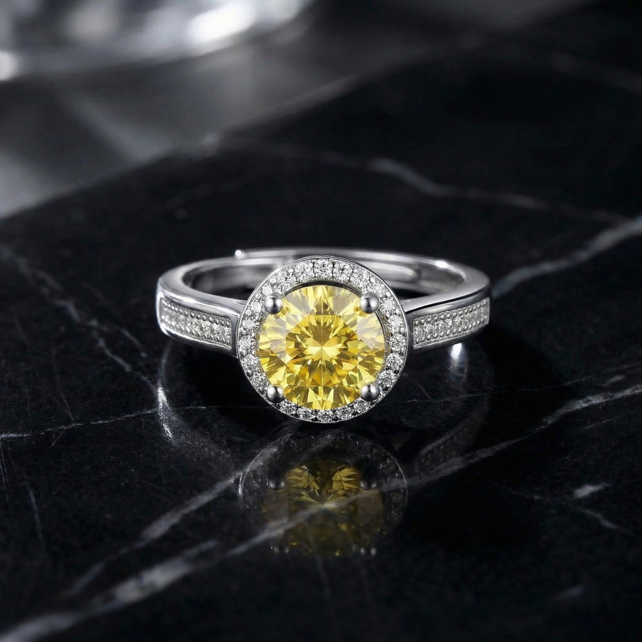 Anillo Rond Doré Moissanita