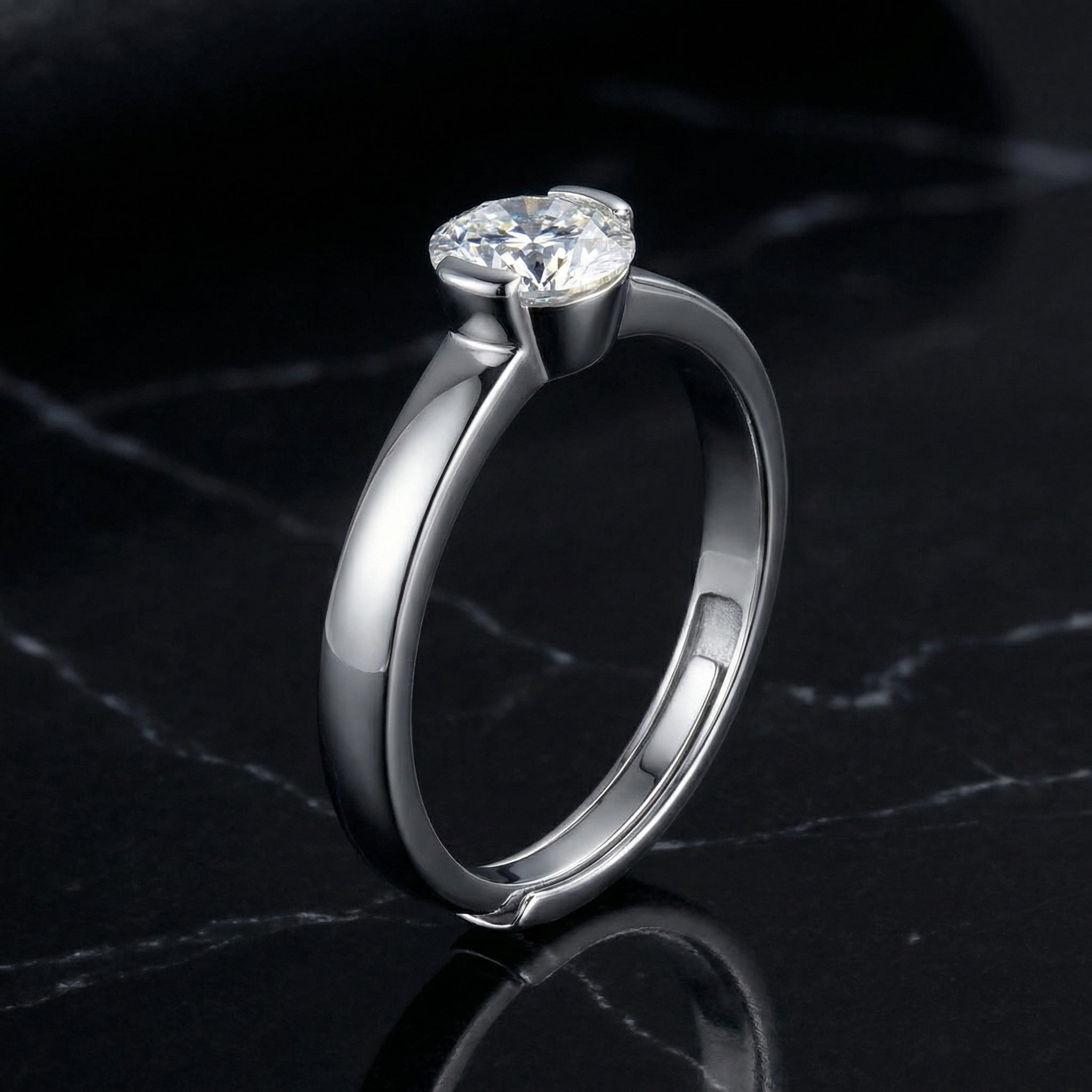 Anillo Solitaire Rond Moissanita