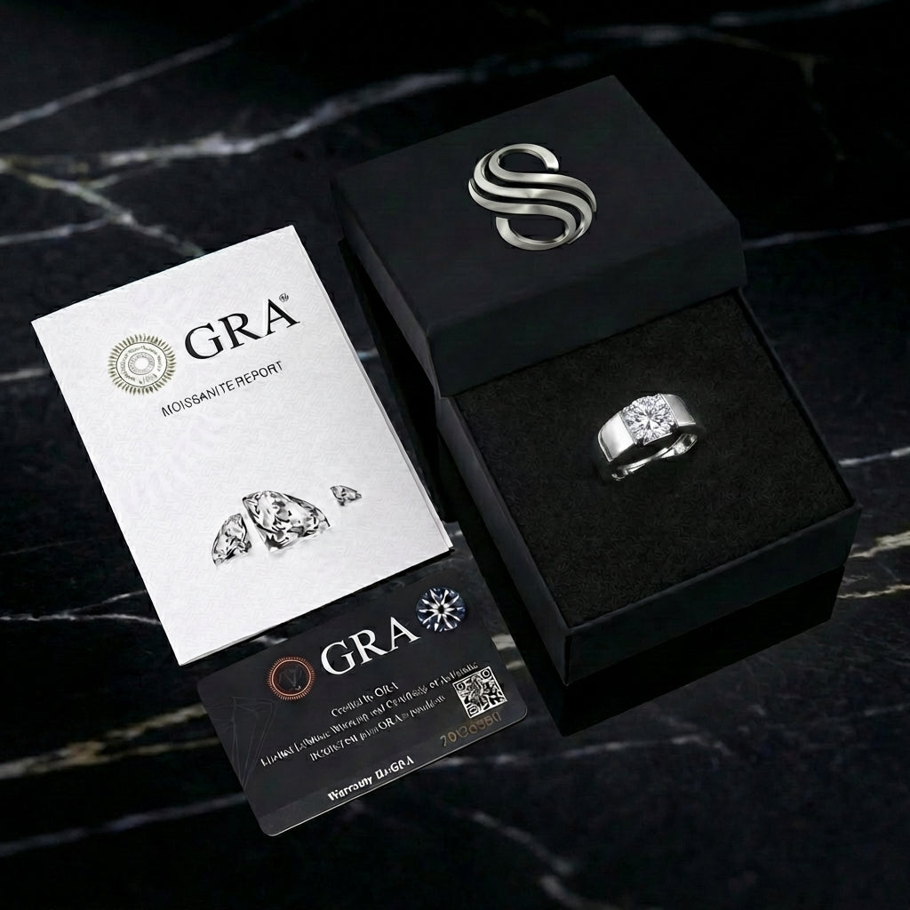 Anillo Rond Hombre Moissanita