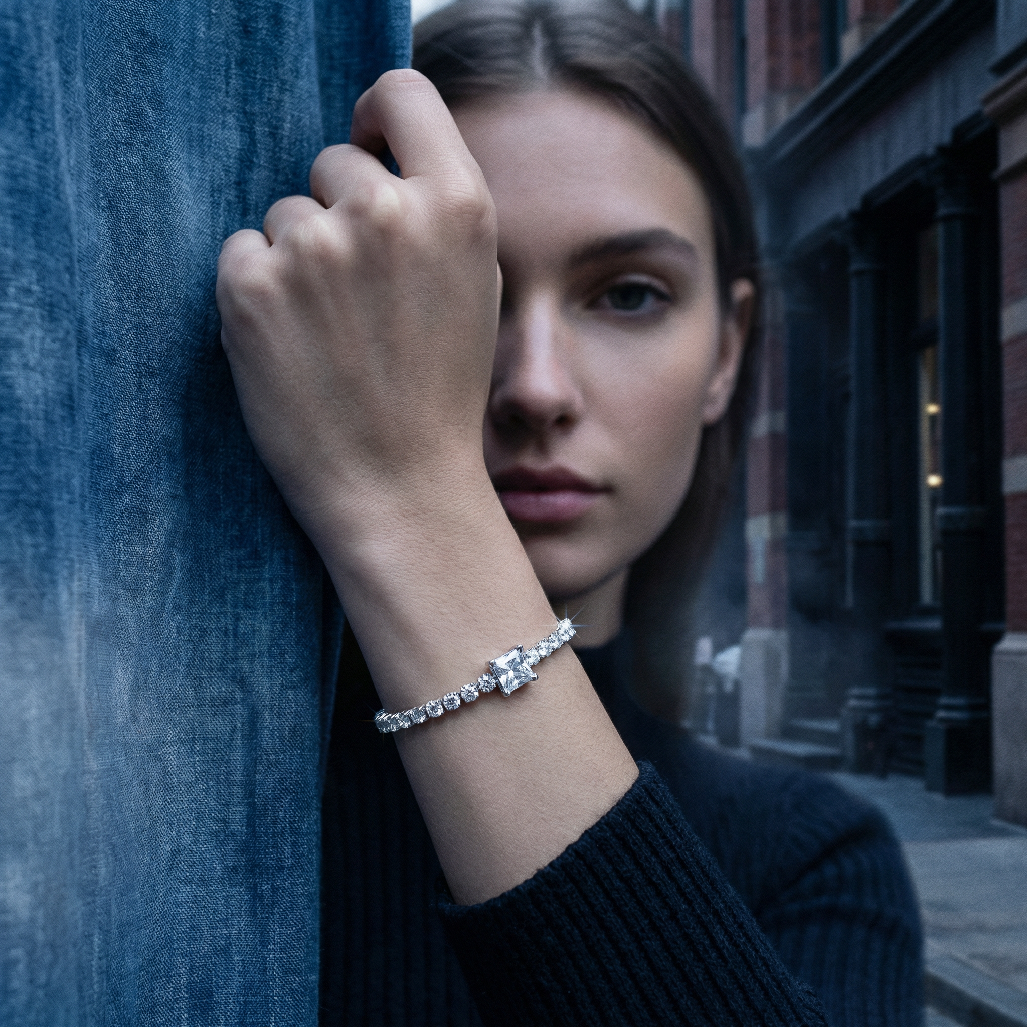 Pulsera Solitaire Carré Lumineuse Moissanita