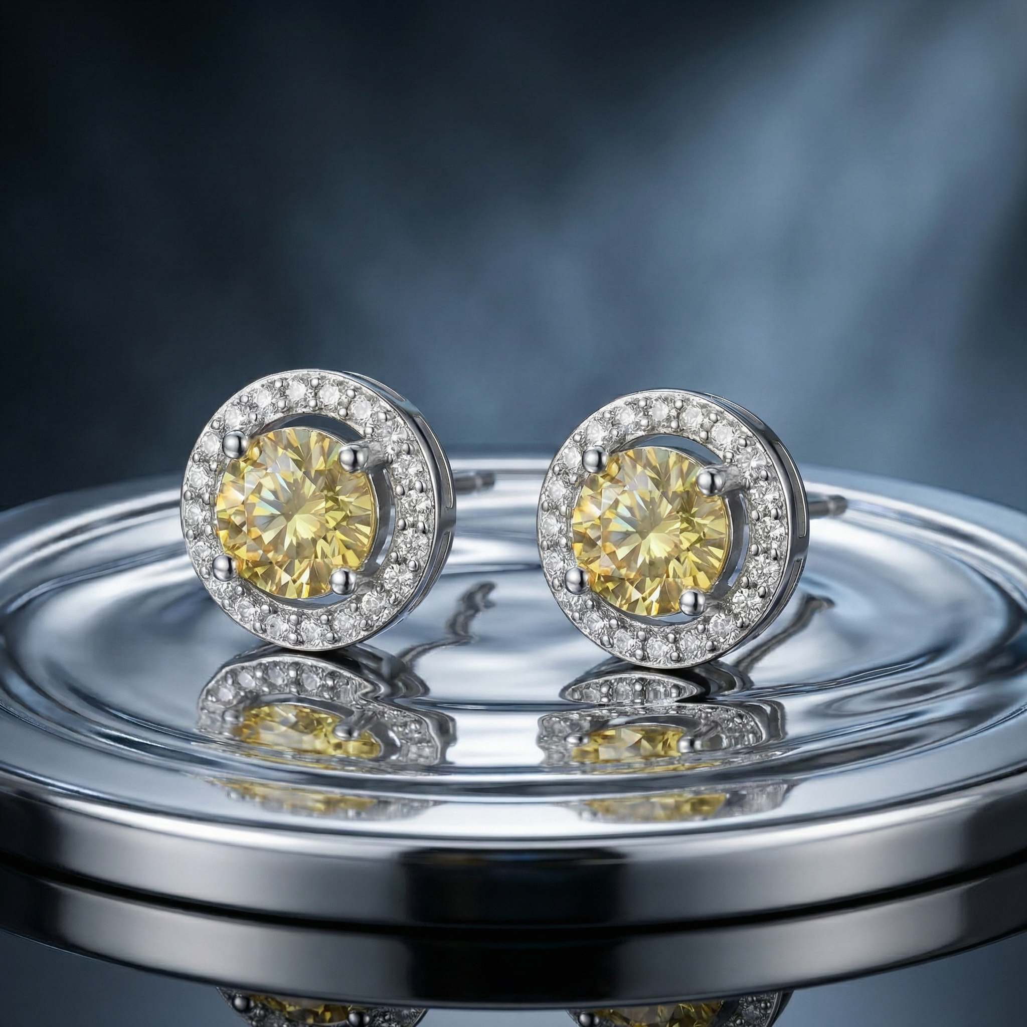 Pendientes Soleil Jaune Moissanita
