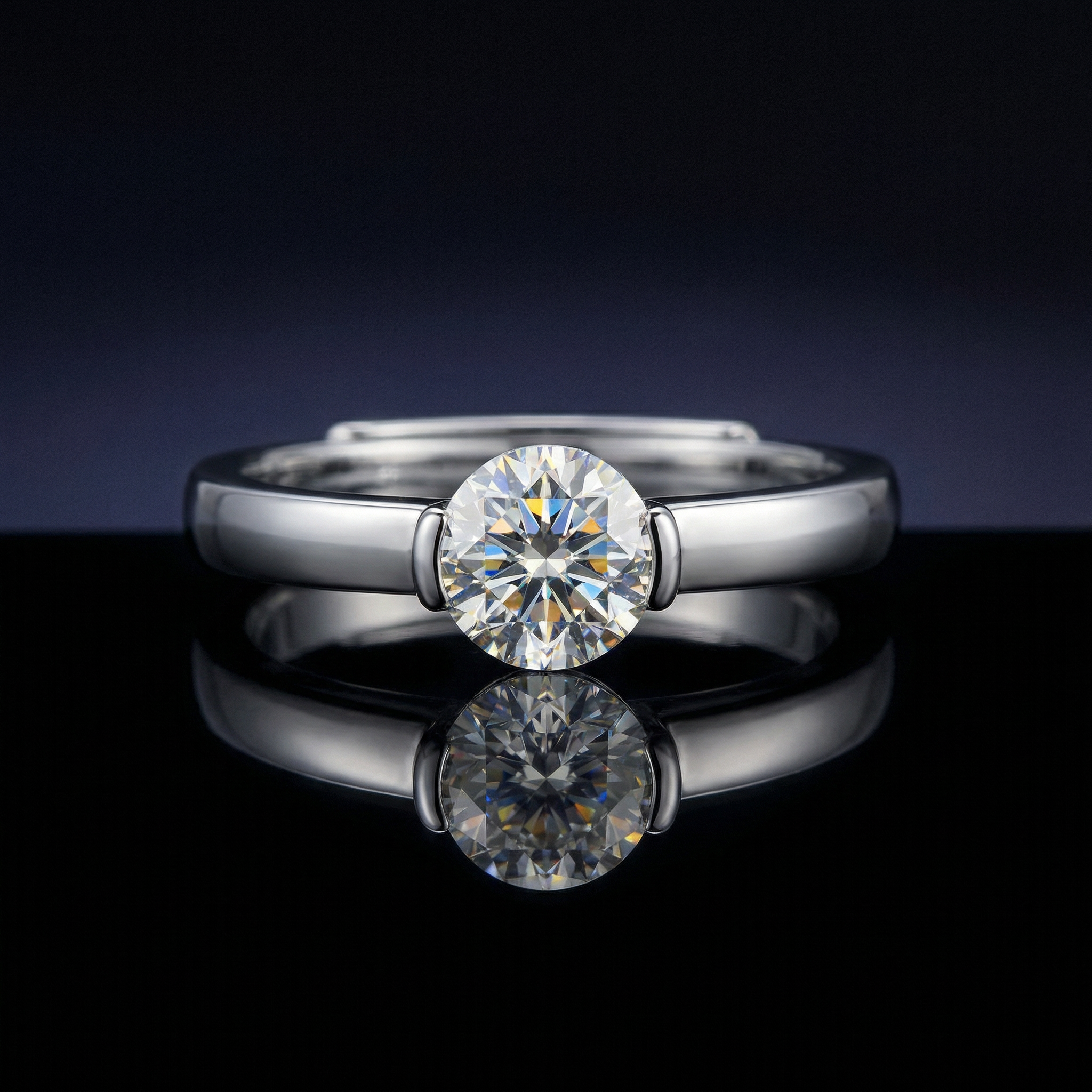 Anillo Solitaire Rond Moissanita