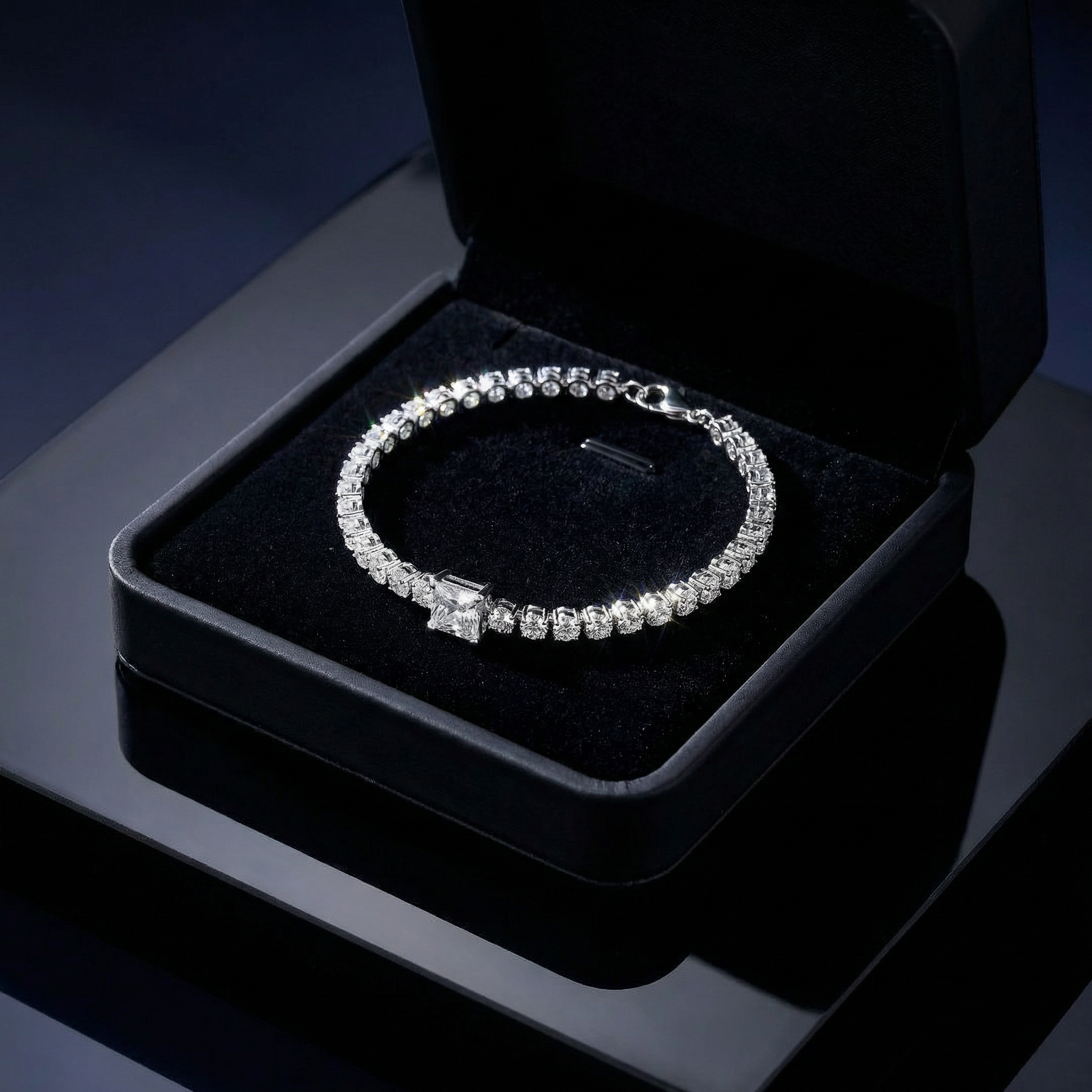 Pulsera Solitaire Carré Lumineuse Moissanita
