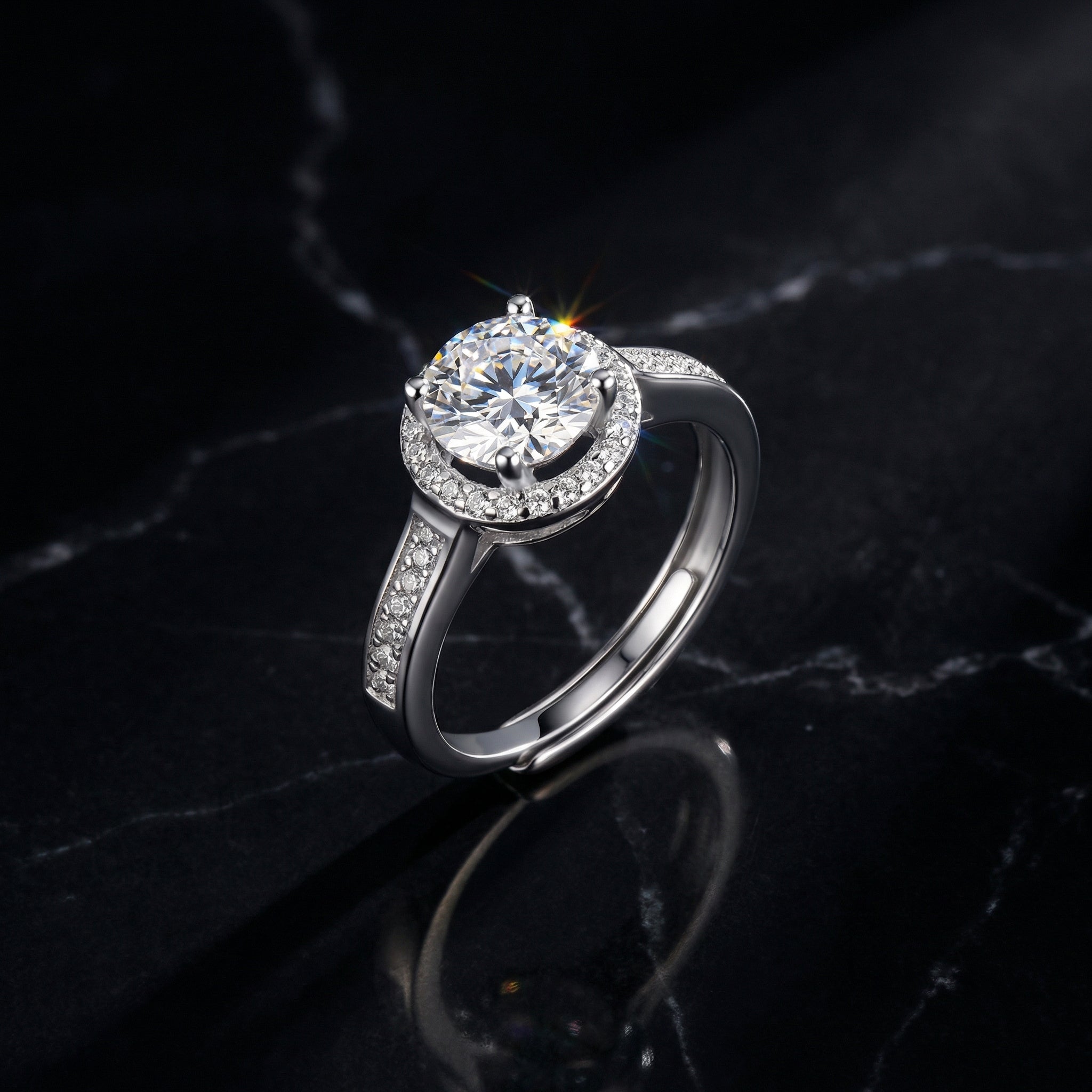 Anillo Géométrie Ronde Moissanita