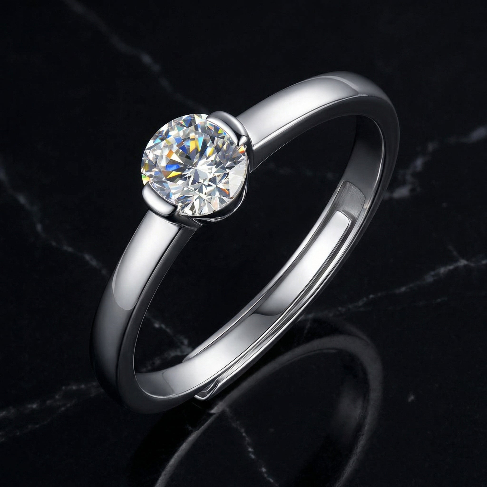 Anillo Solitaire Rond Moissanita