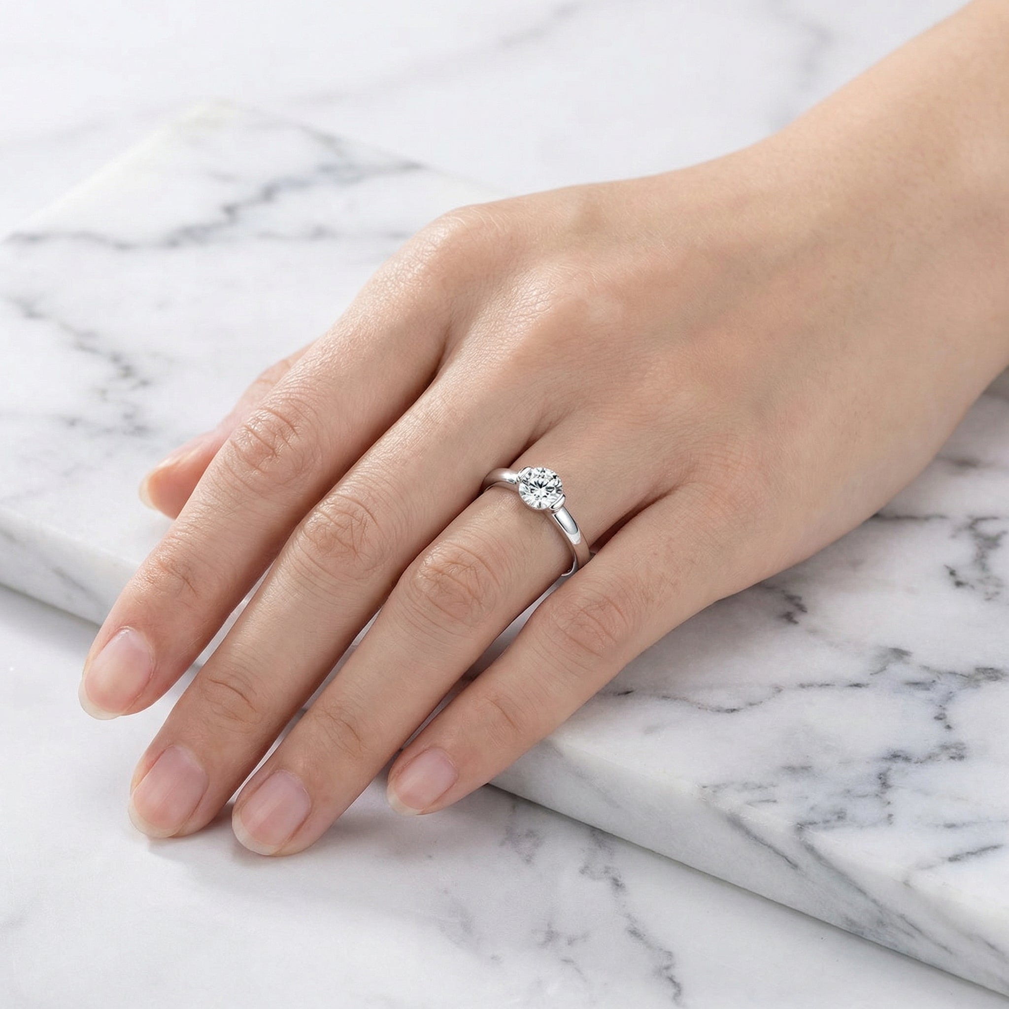 Anillo Solitaire Rond Moissanita