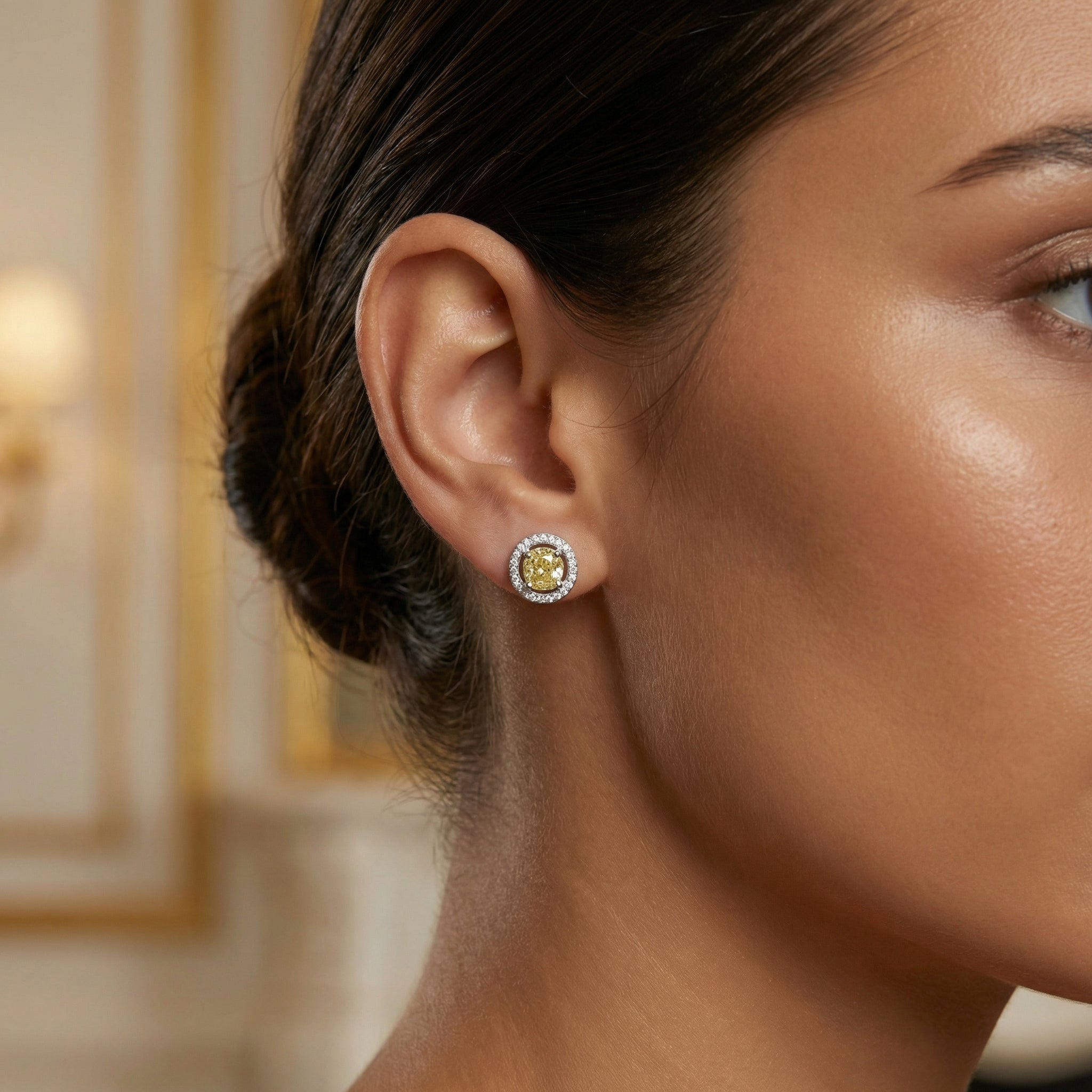 Pendientes Soleil Jaune Moissanita
