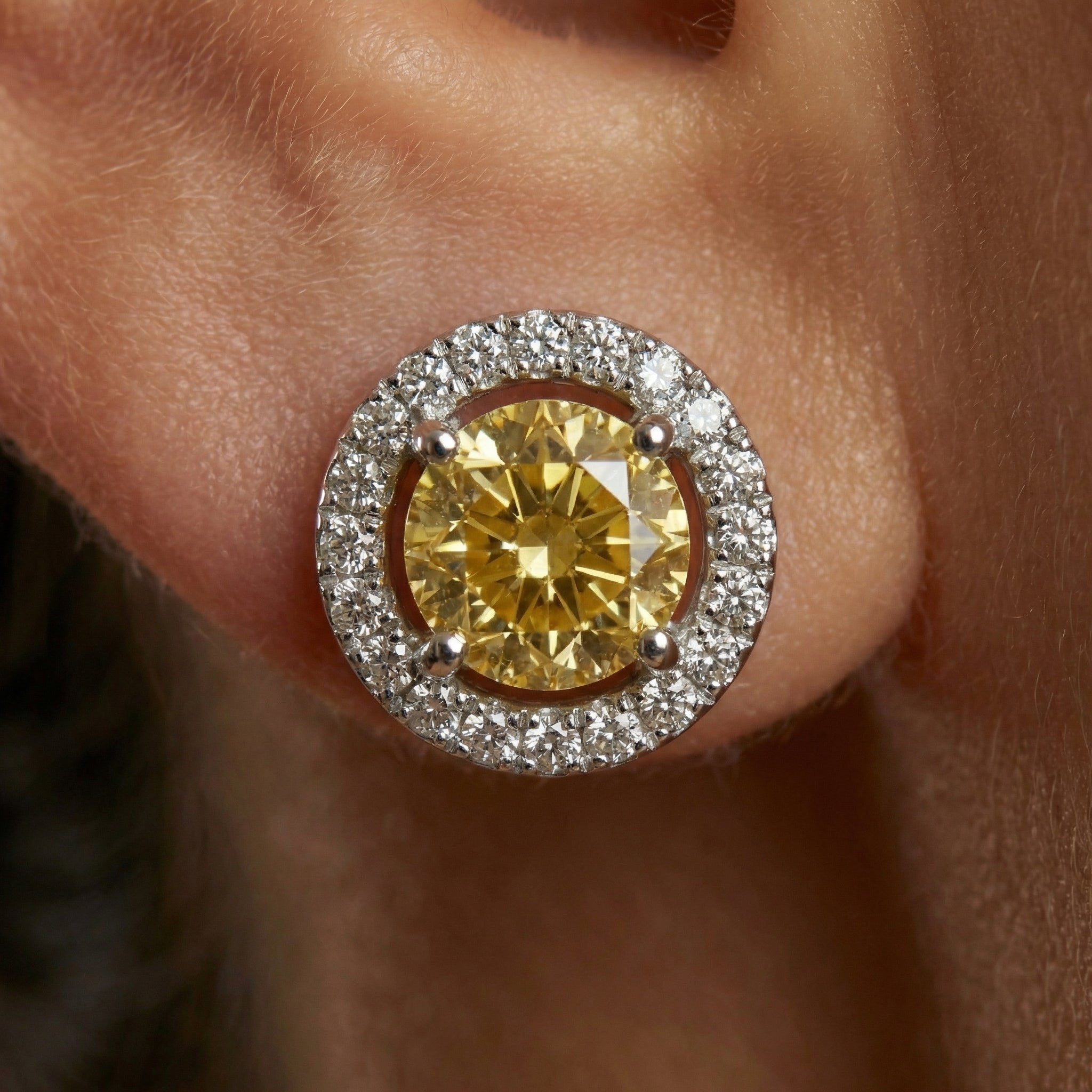 Pendientes Soleil Jaune Moissanita