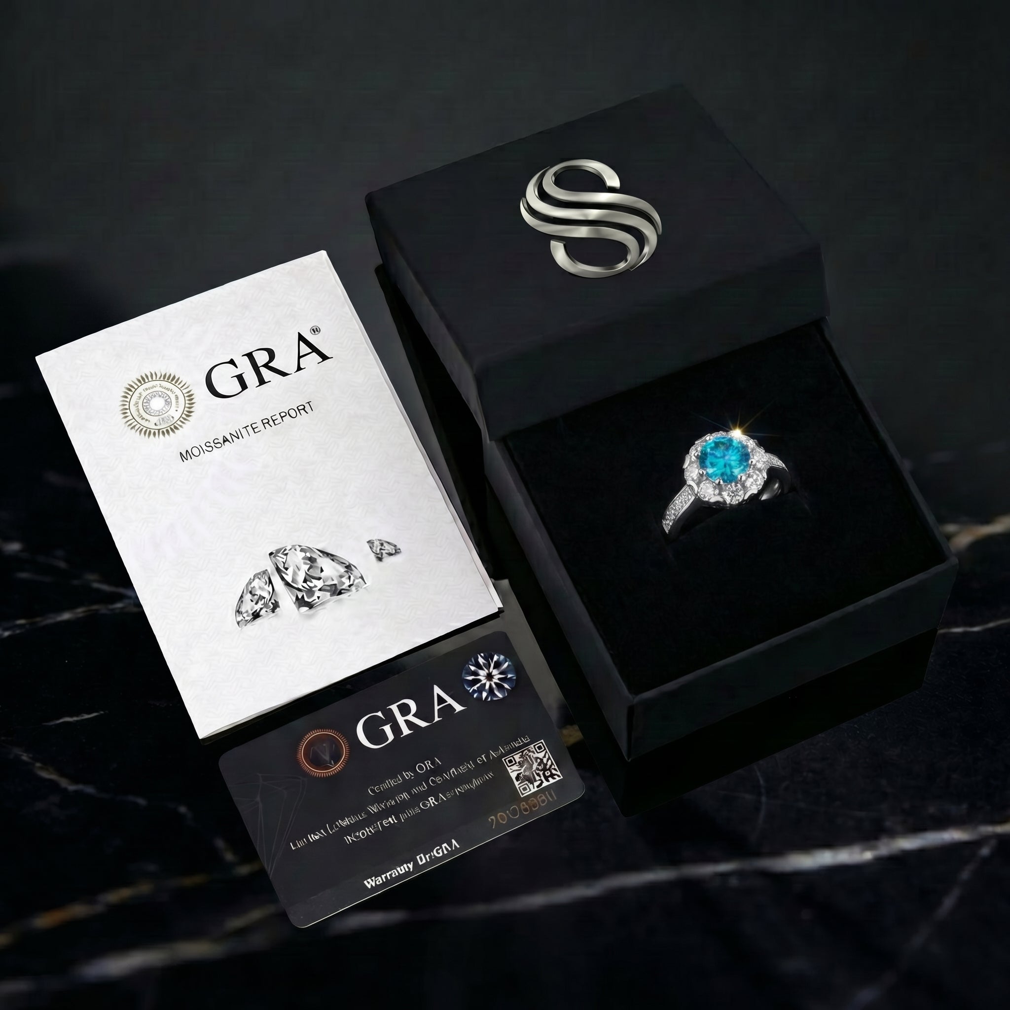Anillo Fleur Azur Moissanita