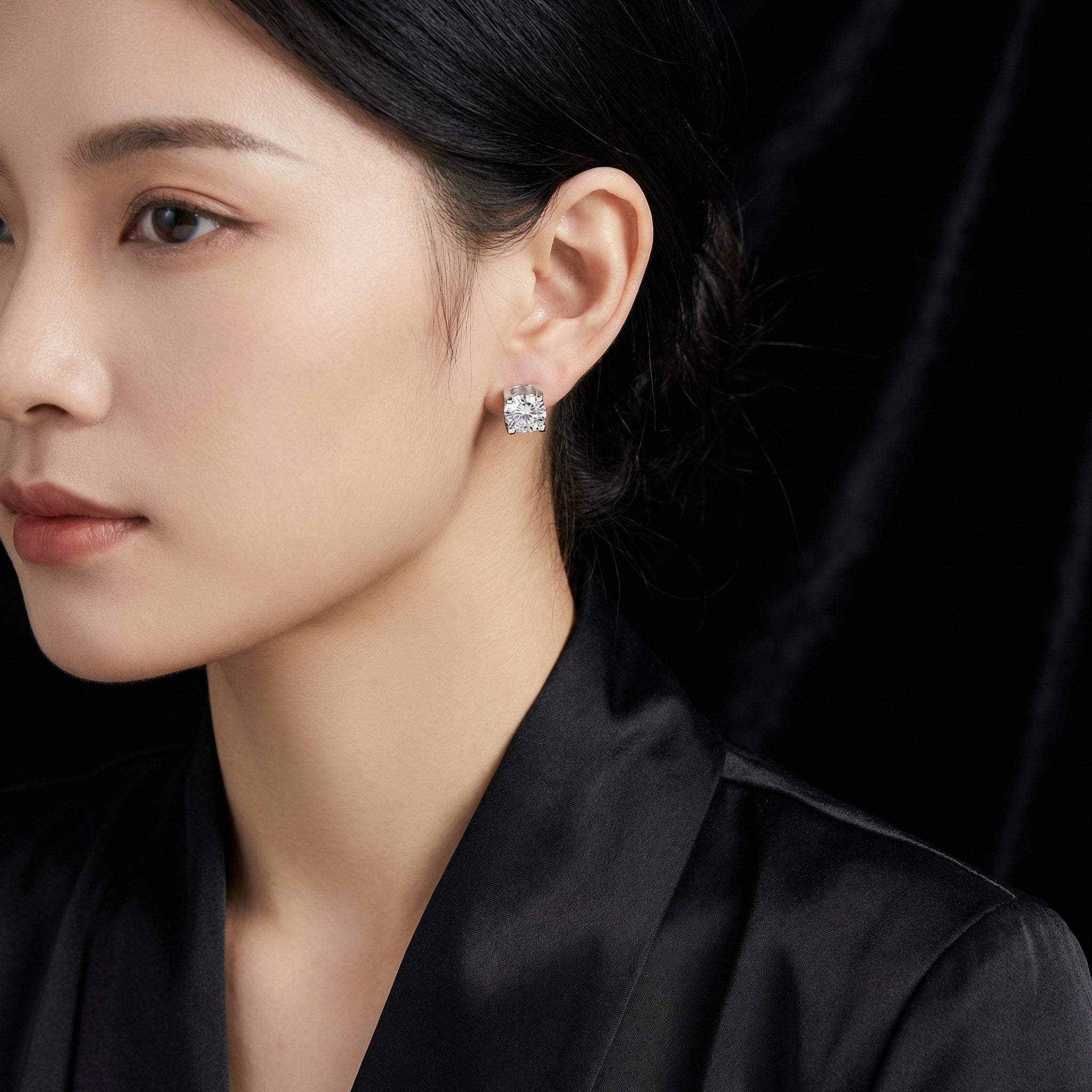 Pendientes Solitaire Quatre — Moissanita & Plata 925