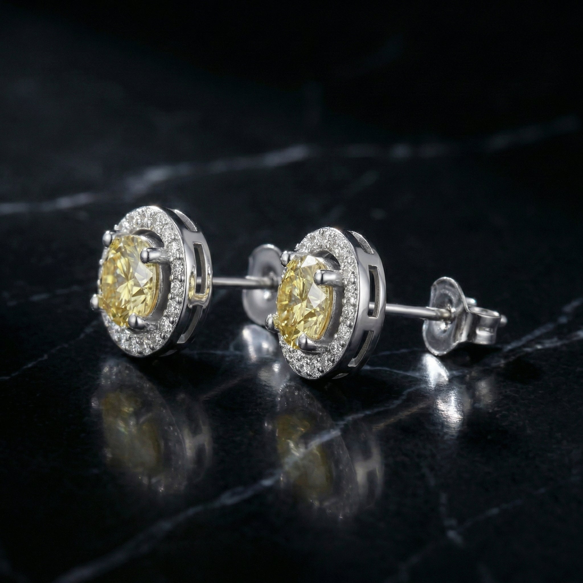 Pendientes Soleil Jaune Moissanita