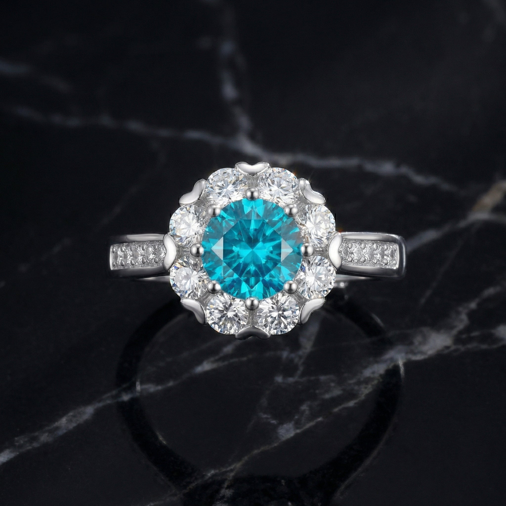 Anillo Fleur Azur Moissanita