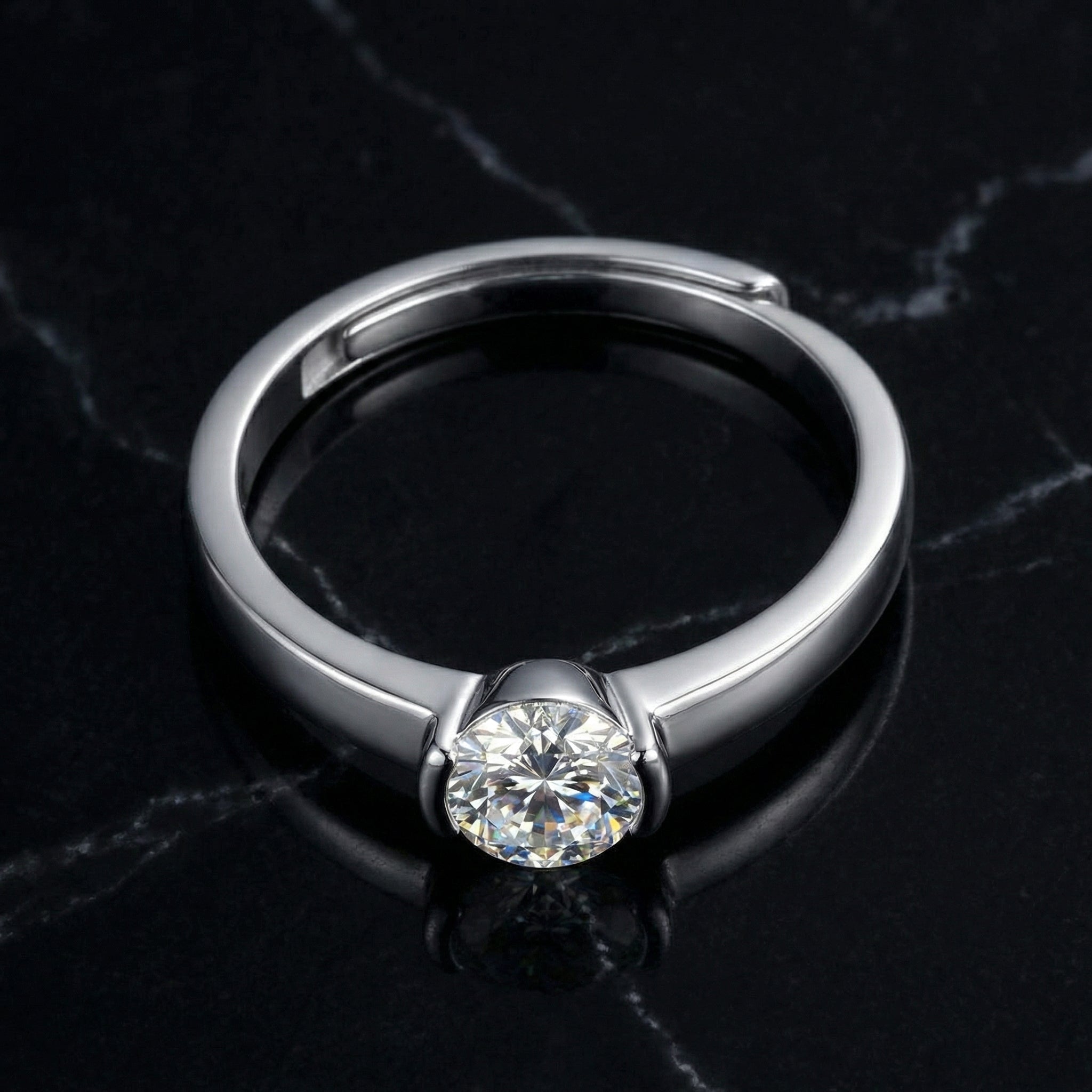 Anillo Solitaire Rond Moissanita