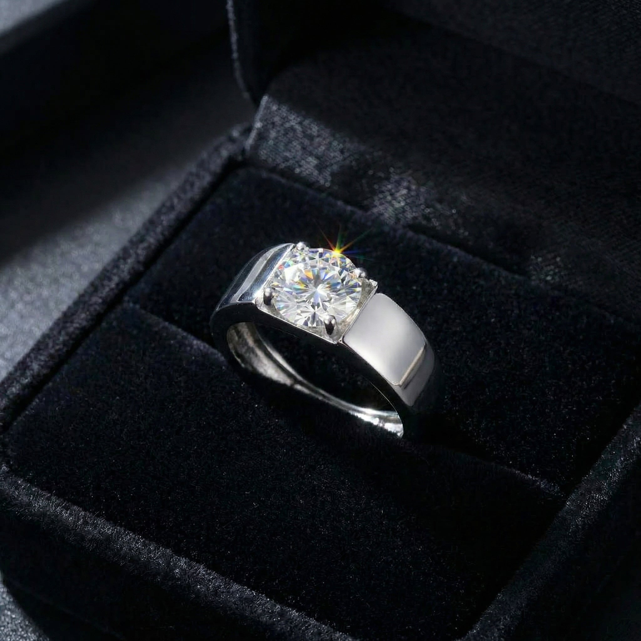 Anillo Rond Hombre Moissanita