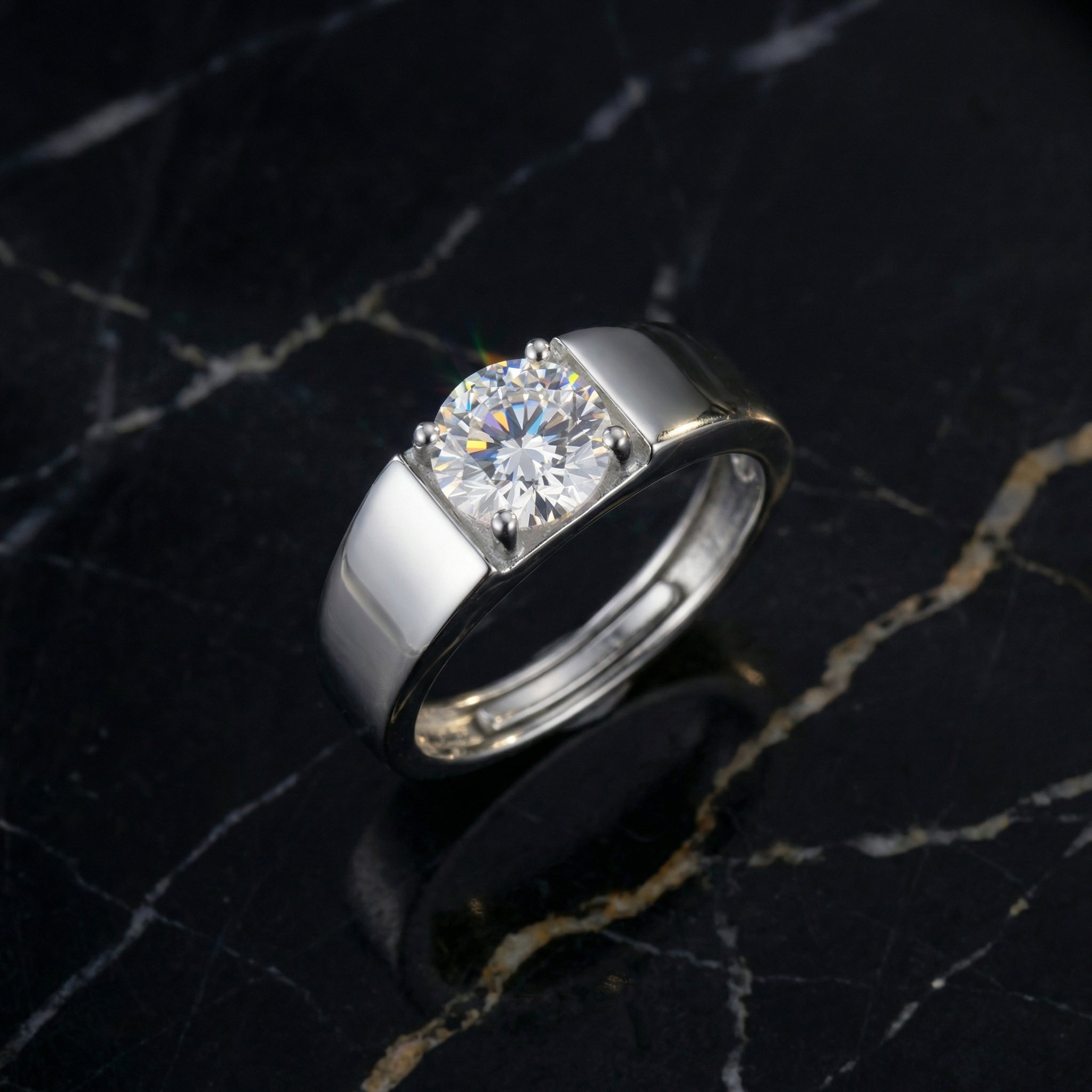 Anillo Rond Hombre Moissanita